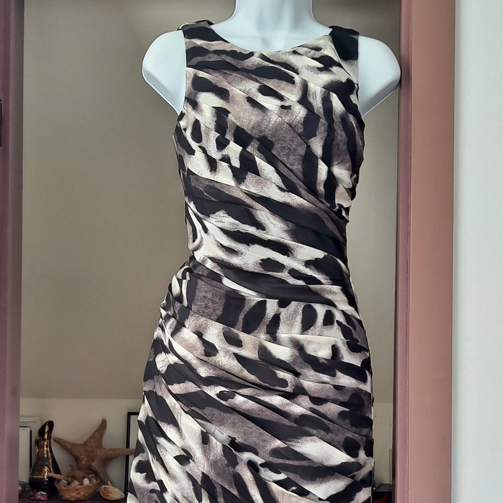 Ann Taylor Ruched Leopard Bodycon Cocktail Dress Prom Dress Size 2